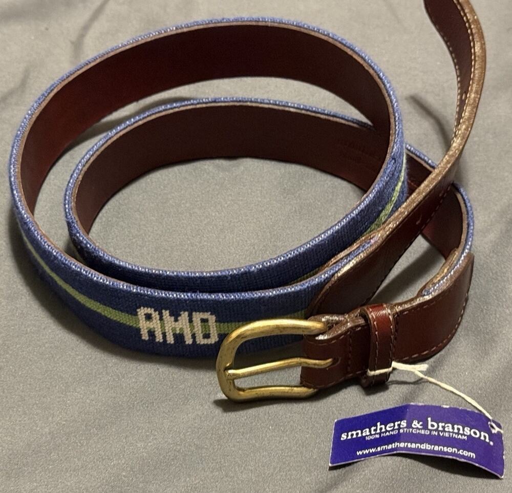 NWT Smathers & Branson "AMD" Needlepoint Belt, Size 44